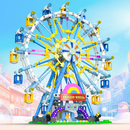 813 Piece Ferris Wheel Building Set with Swinging Cabins, STEM Learning Toy, Safe & Fun for Kids 6+