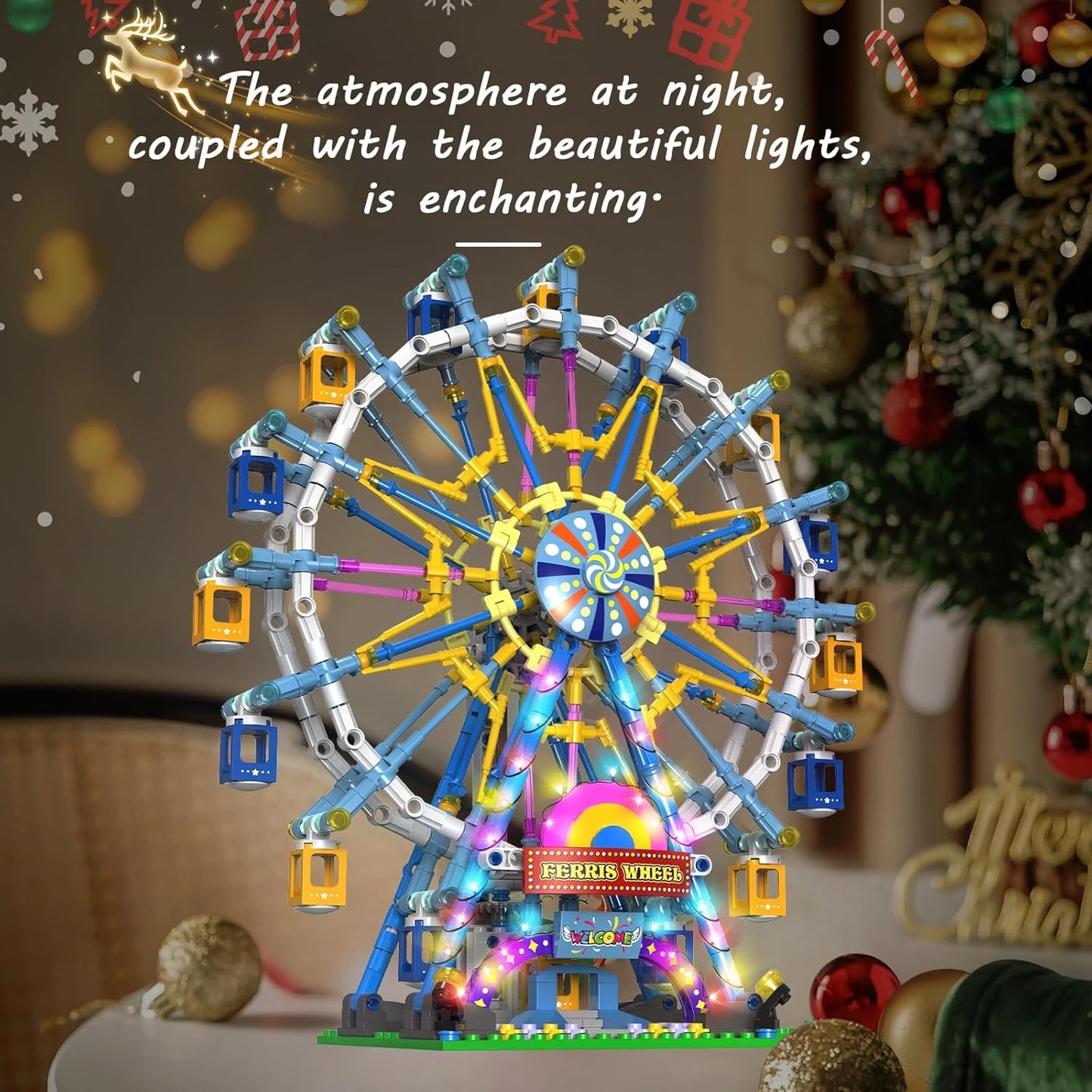 813 Piece Ferris Wheel Building Set with Swinging Cabins, STEM Learning Toy, Safe & Fun for Kids 6+
