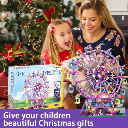 813 Piece Ferris Wheel Building Set with Swinging Cabins, STEM Learning Toy, Safe & Fun for Kids 6+