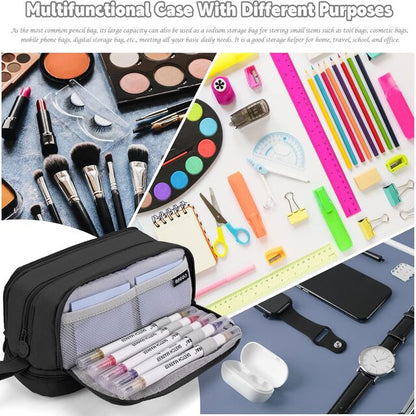 Large Capacity Pencil Case – 4-Compartment Multifunctional Pen & Stationery Organizer