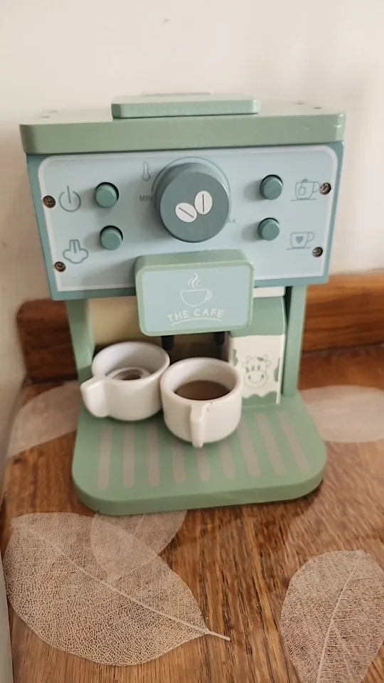 8Pcs Wooden Coffee Maker Toy Set, Kitchen Game Role Play, Safe for Ages 3+