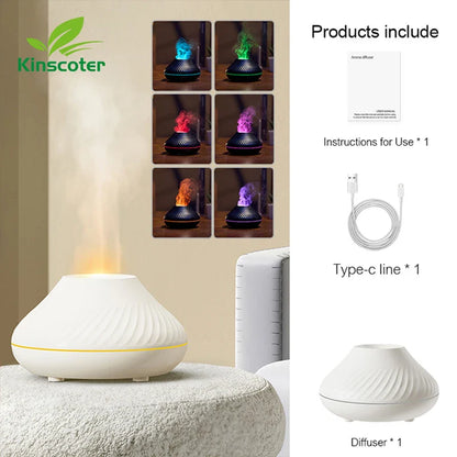 Volcanic Aroma Diffuser With Flame Night Light