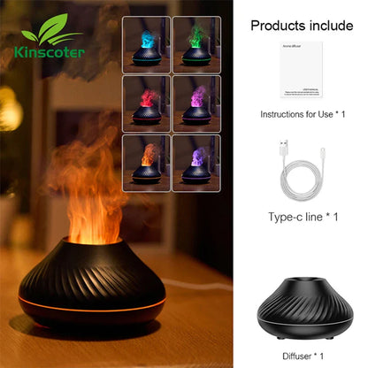 Volcanic Aroma Diffuser With Flame Night Light