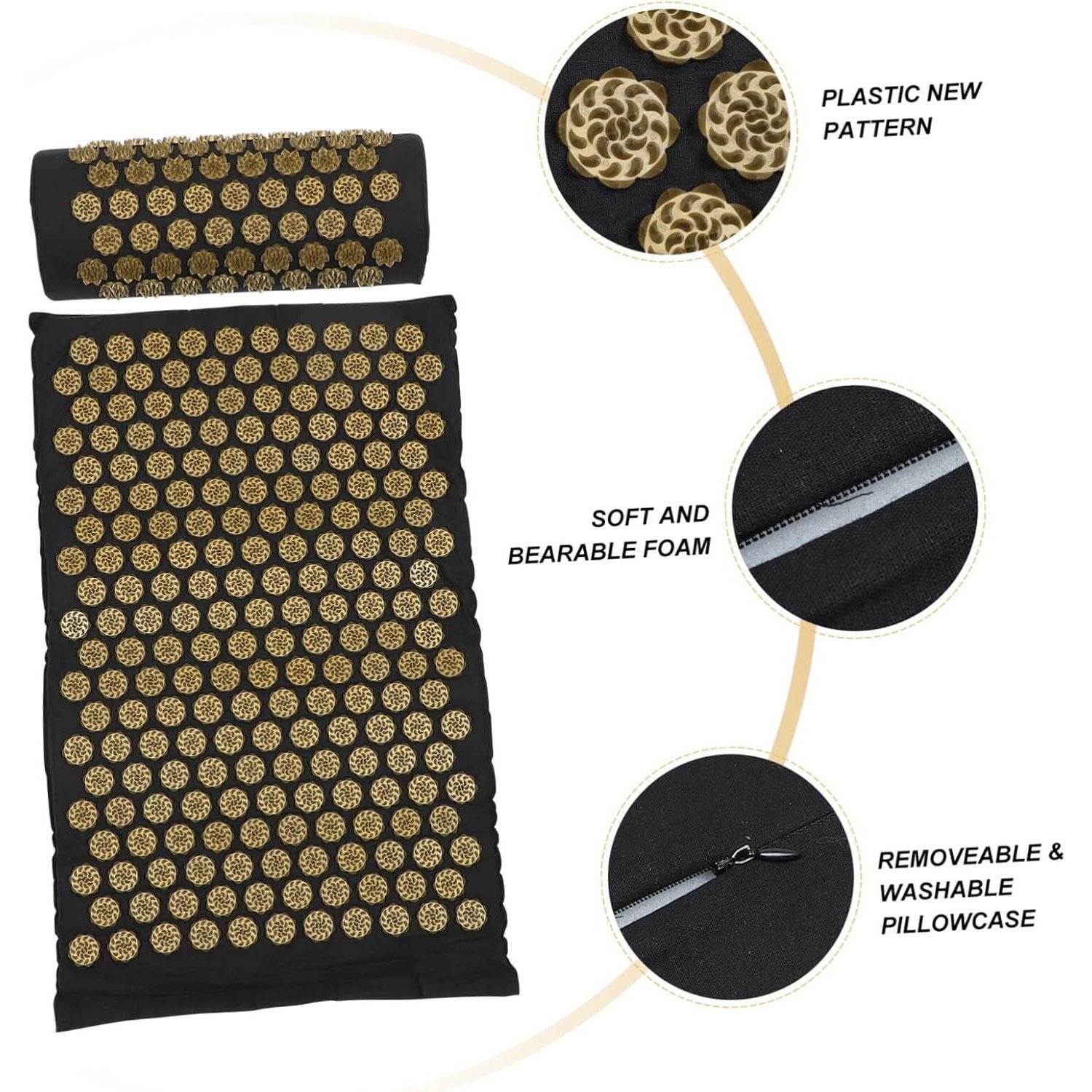 Acupressure Yoga Mat with Massage Pillow, Point Pressure, Even Relief, Foot Reflex Support, Muscle Relaxation