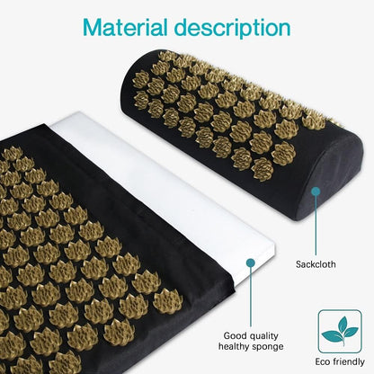 Acupressure Yoga Mat with Massage Pillow, Point Pressure, Even Relief, Foot Reflex Support, Muscle Relaxation
