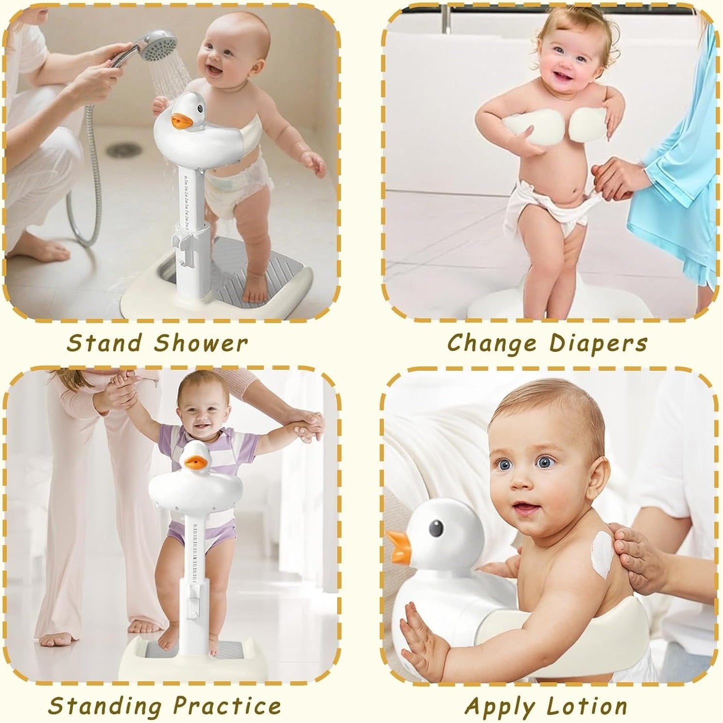 Adjustable Baby Bath Support Stand With Height Adjustable, Anti-Slip, Compact, Secure Shower Head Holder for Ages 6 month+