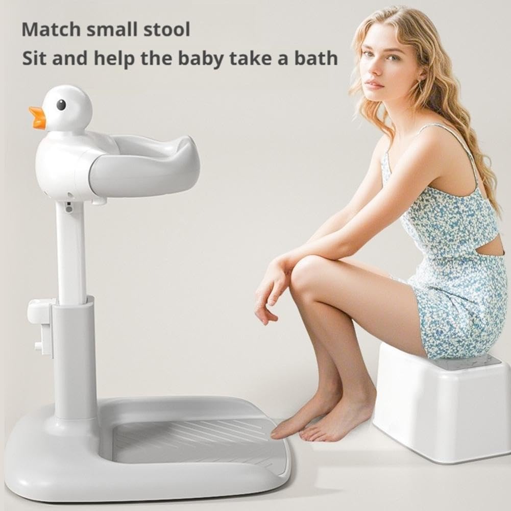 Adjustable Baby Bath Support Stand With Height Adjustable, Anti-Slip, Compact, Secure Shower Head Holder for Ages 6 month+