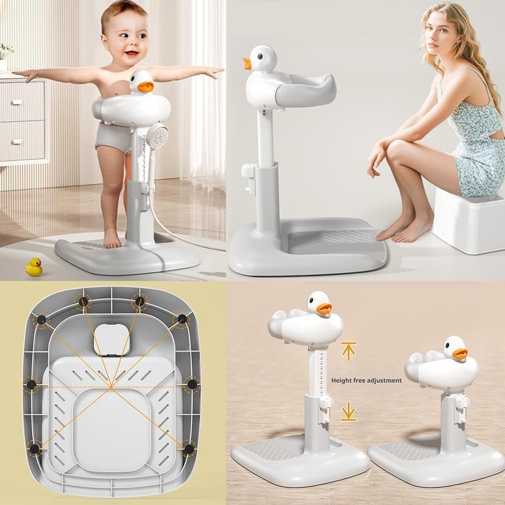 Adjustable Baby Bath Support Stand With Height Adjustable, Anti-Slip, Compact, Secure Shower Head Holder for Ages 6 month+