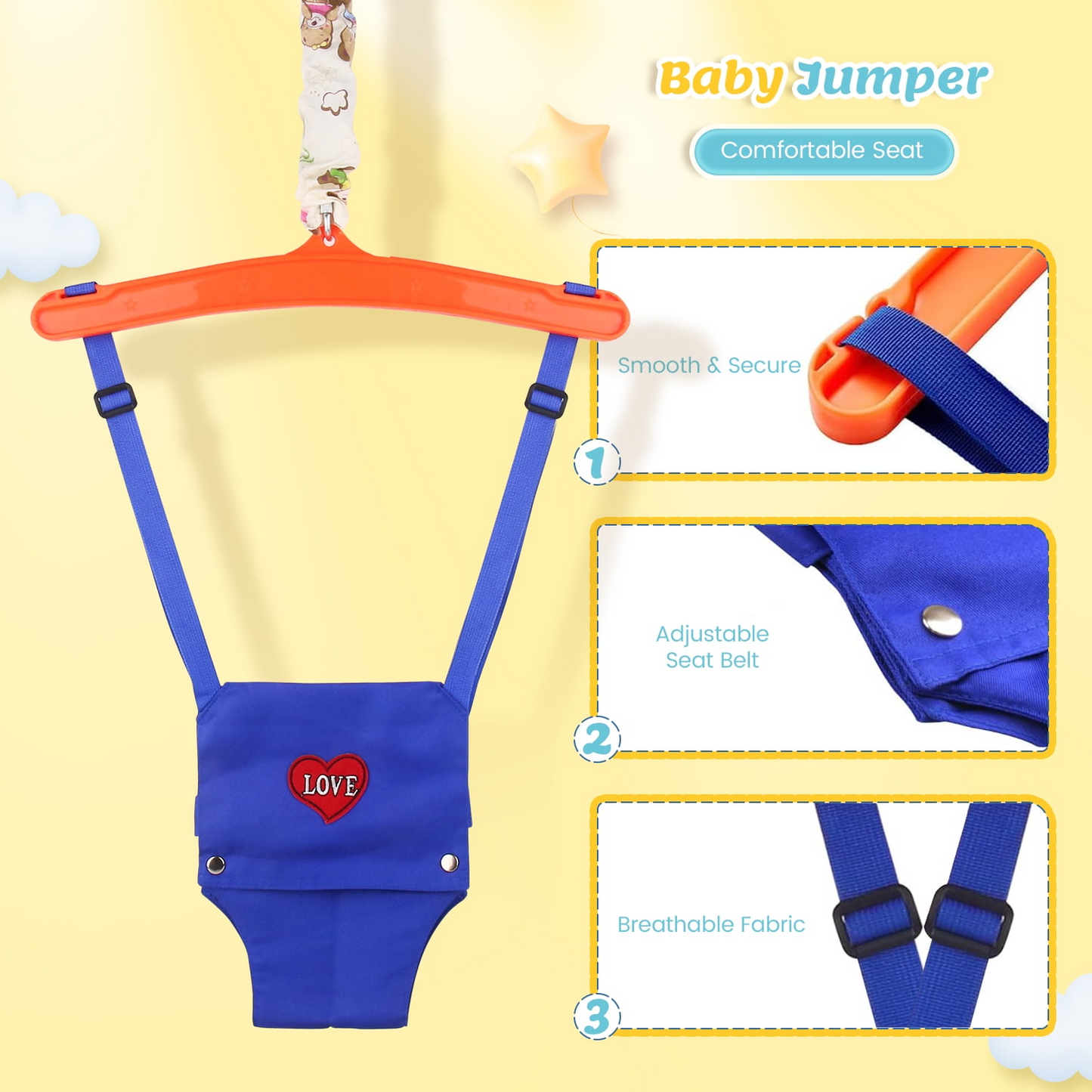Adjustable Baby Doorway Swing Toy – Safe Indoor Swing for Babies & Toddlers 6 Months+
