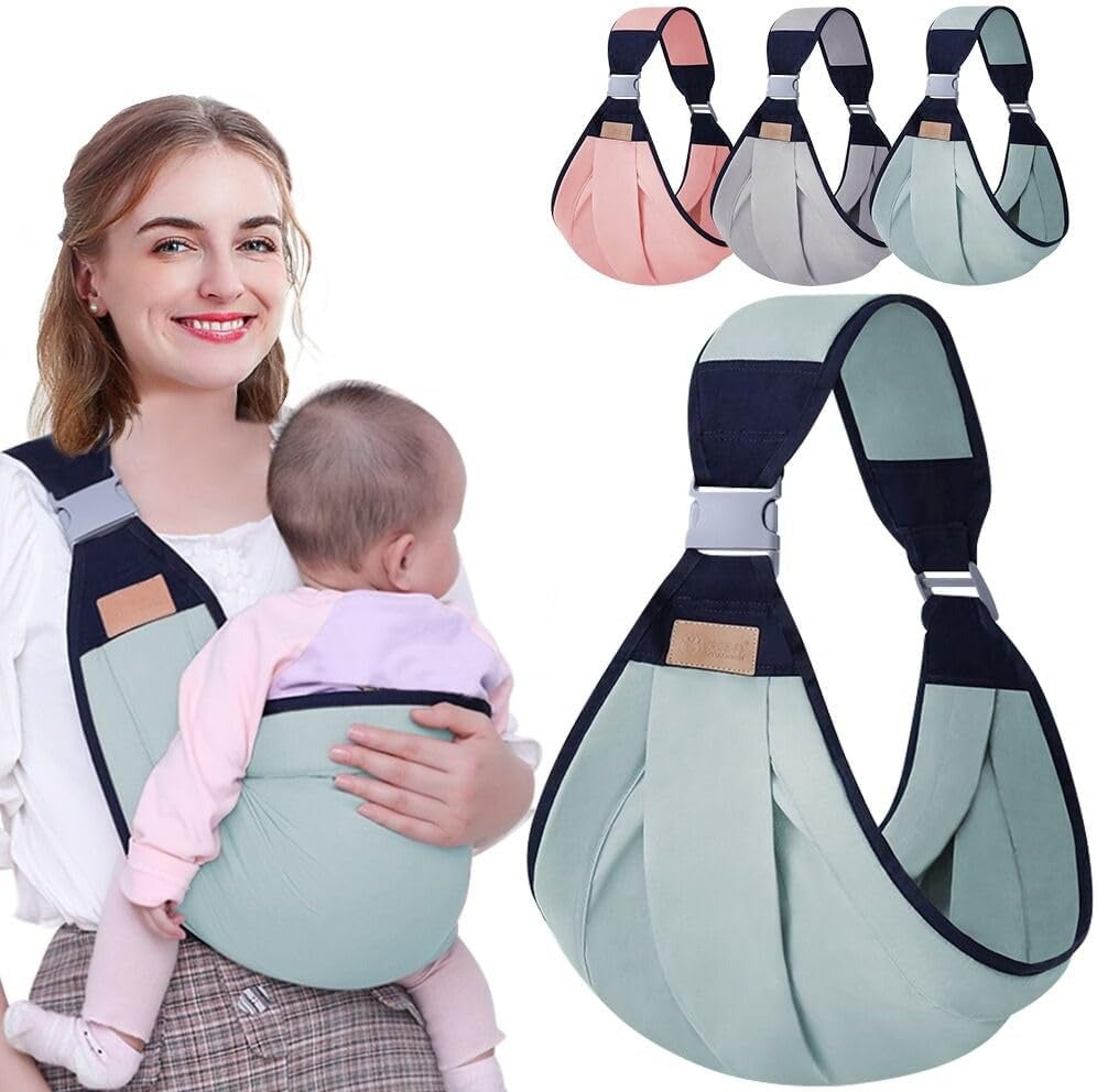 Adjustable Baby Wrap Soft Newborn Sling with Ergonomic Design, C-Shaped Back Support, Safe for Babies 1 Months+