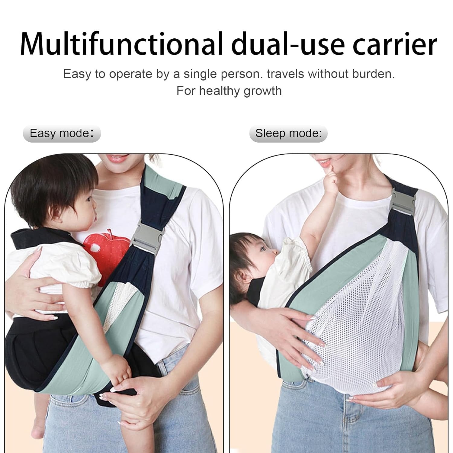Adjustable Baby Wrap Soft Newborn Sling with Ergonomic Design, C-Shaped Back Support, Safe for Babies 1 Months+