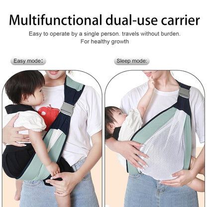Adjustable Baby Wrap Soft Newborn Sling with Ergonomic Design, C-Shaped Back Support, Safe for Babies 1 Months+