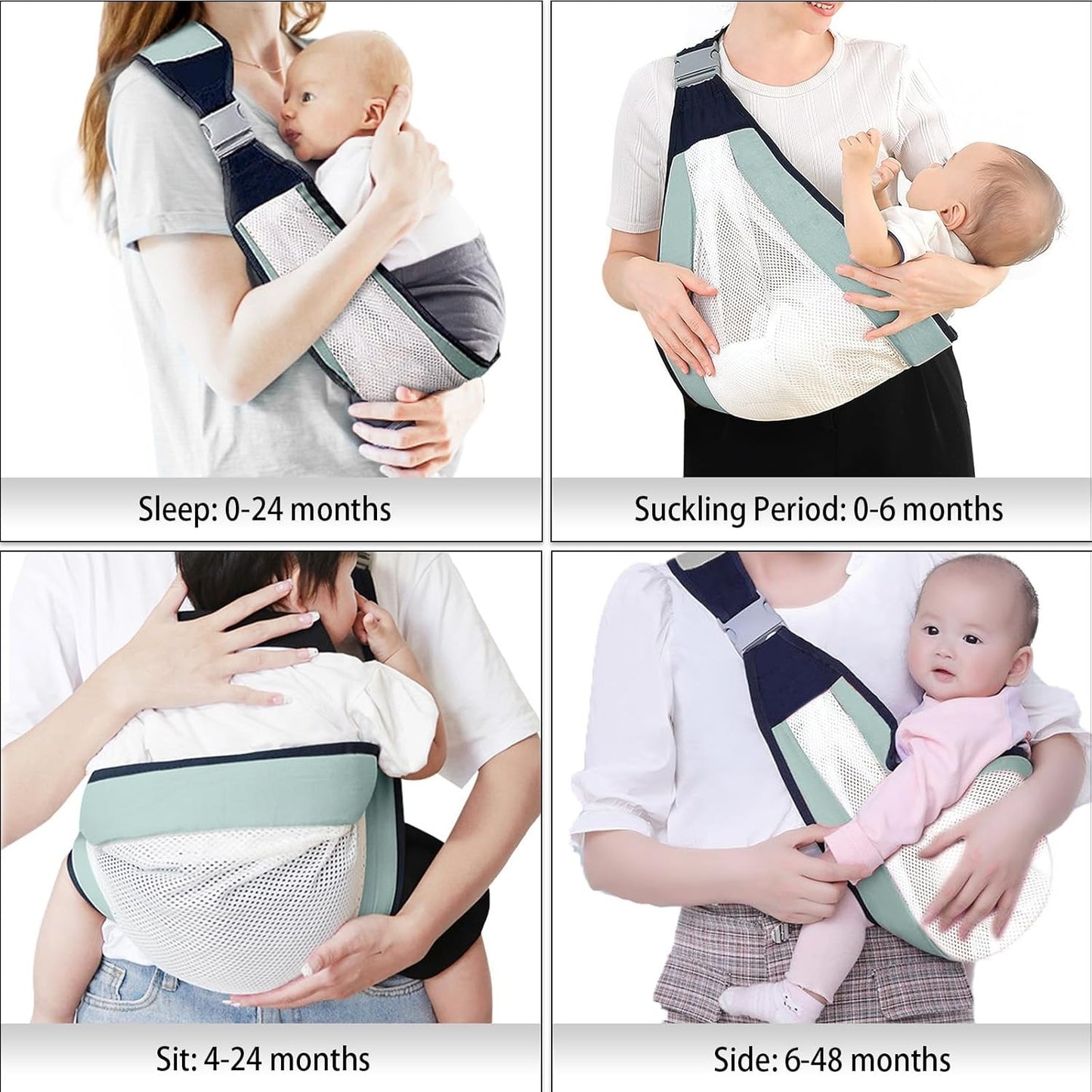 Adjustable Baby Wrap Soft Newborn Sling with Ergonomic Design, C-Shaped Back Support, Safe for Babies 1 Months+