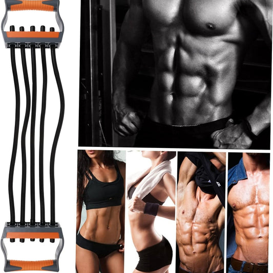 Adjustable Chest Expander 5 Ropes Resistance with Non-Slip Comfortable Handles, Portable & Lightweight Design