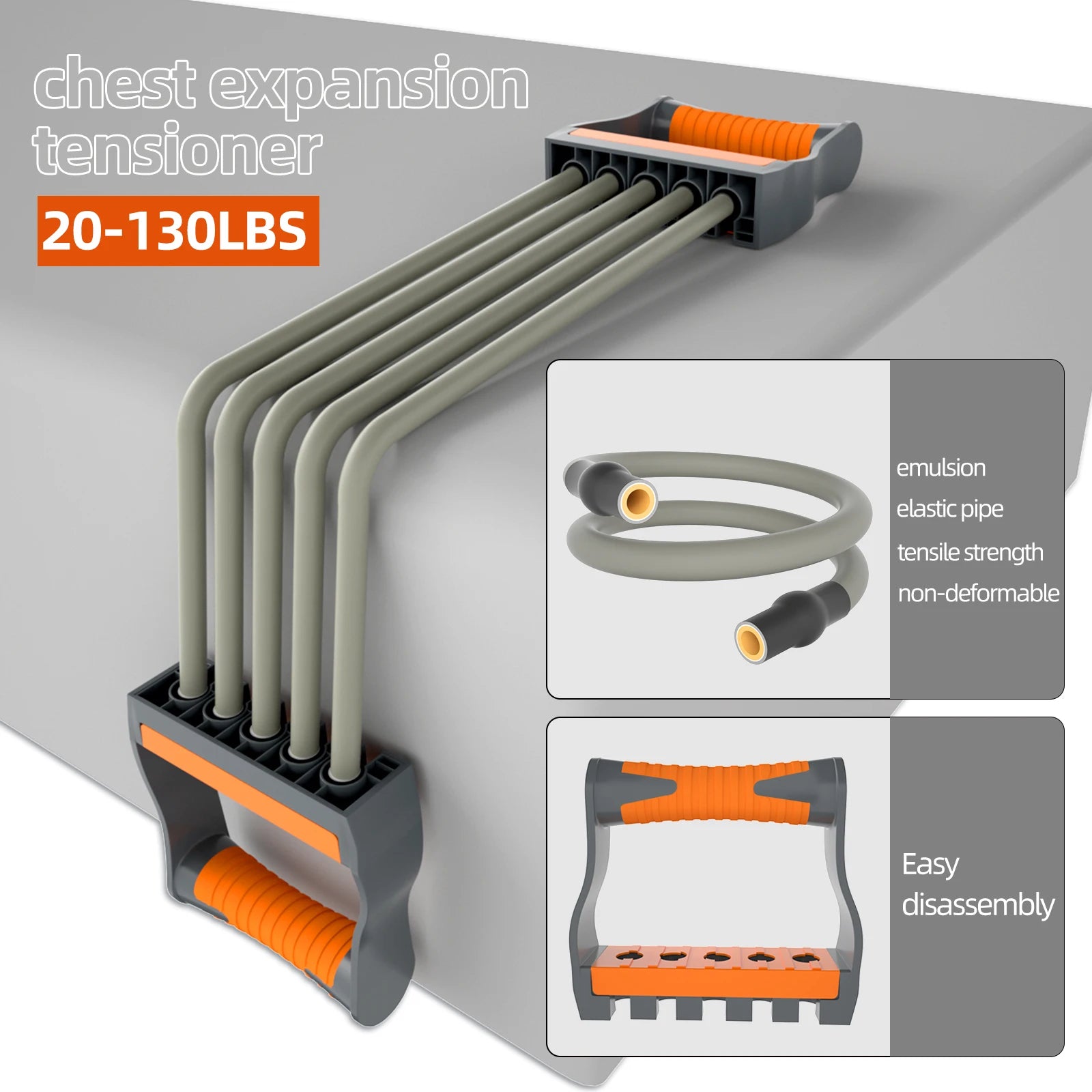 Adjustable Chest Expander 5 Ropes Resistance with Non-Slip Comfortable Handles, Portable & Lightweight Design