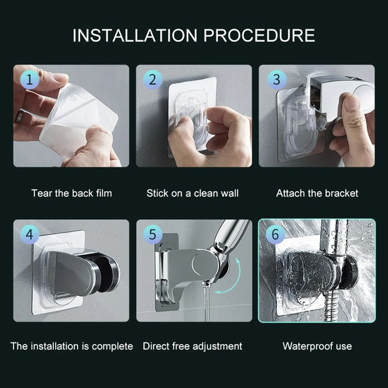 Adjustable Shower Head with Wall Mount, Anti-Clog Design, Safe Materials, Easy to Install and Use
