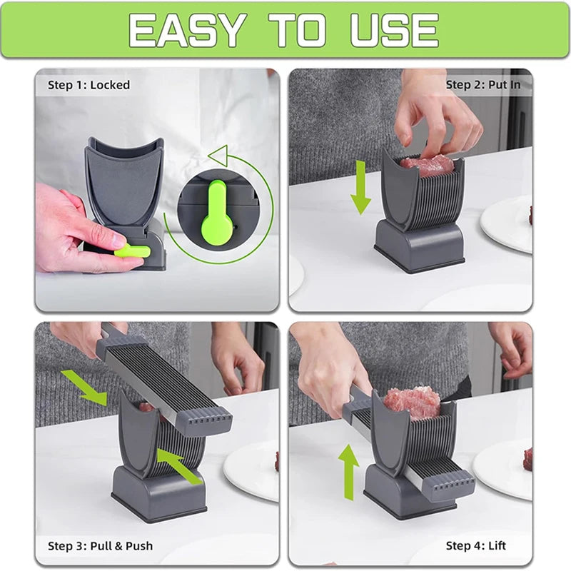 Adjustable Thickness Stainless Steel Meat Slicer – Heavy-Duty Manual Cleaver for Quick and Precise Meat Cutting