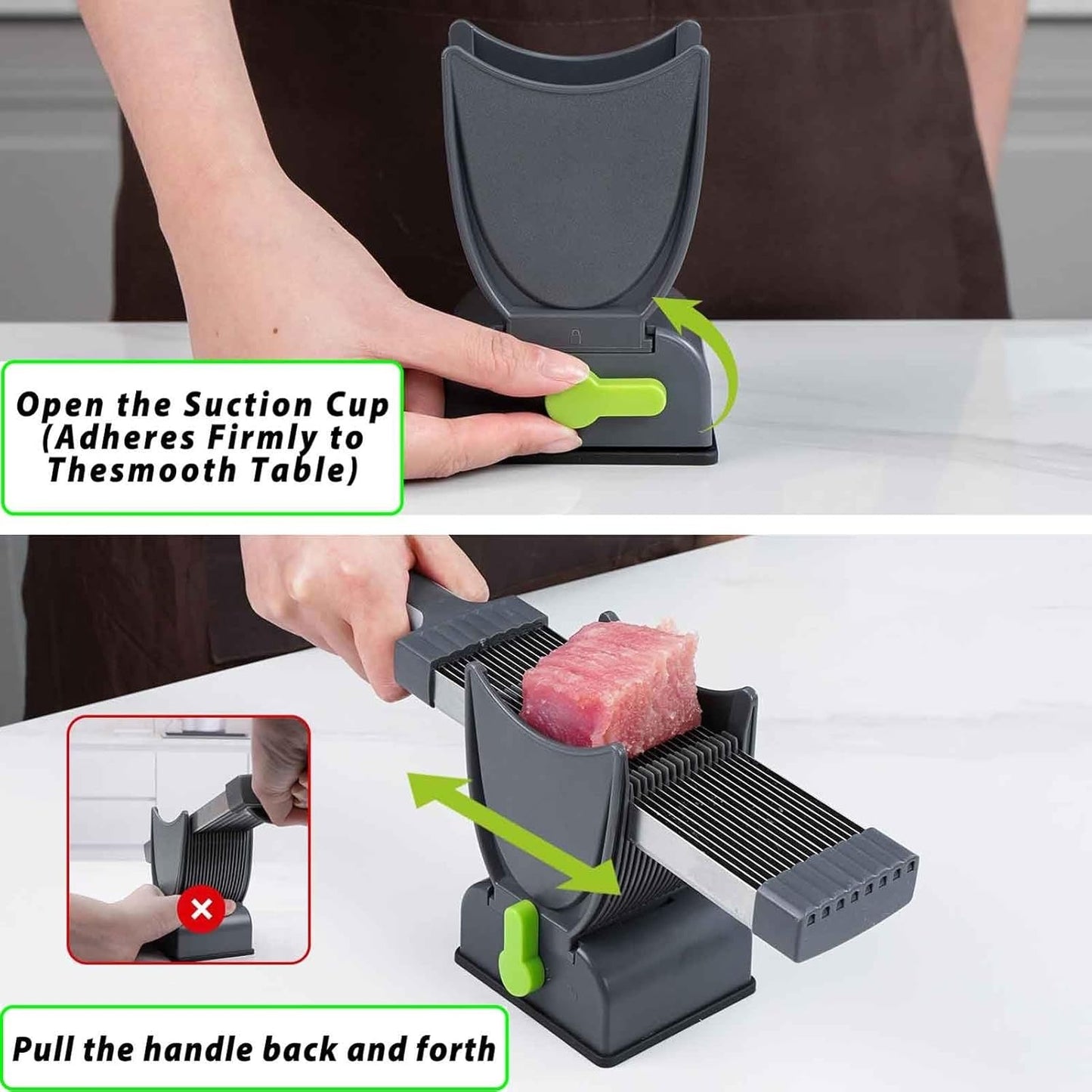 Adjustable Thickness Stainless Steel Meat Slicer – Heavy-Duty Manual Cleaver for Quick and Precise Meat Cutting