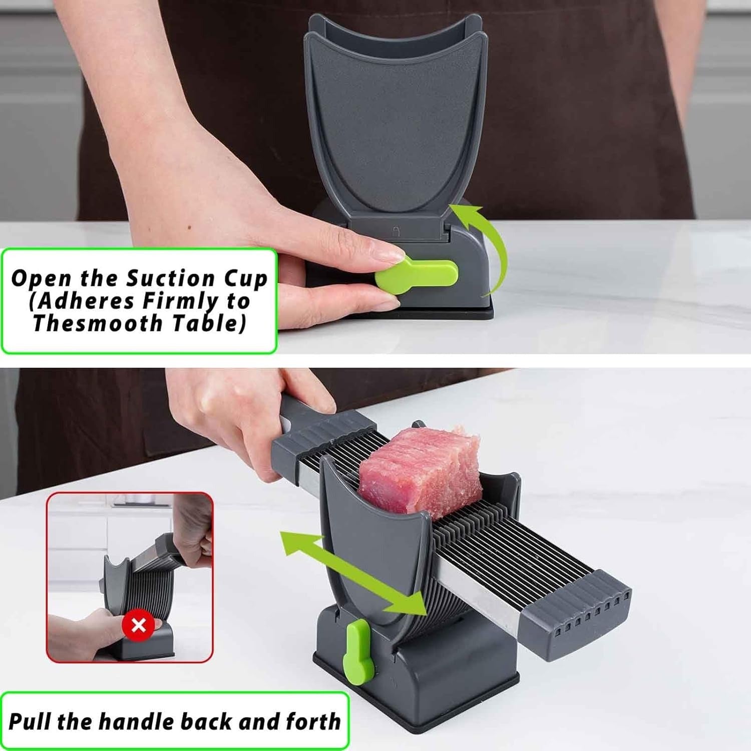 Adjustable Thickness Stainless Steel Meat Slicer – Heavy-Duty Manual Cleaver for Quick and Precise Meat Cutting