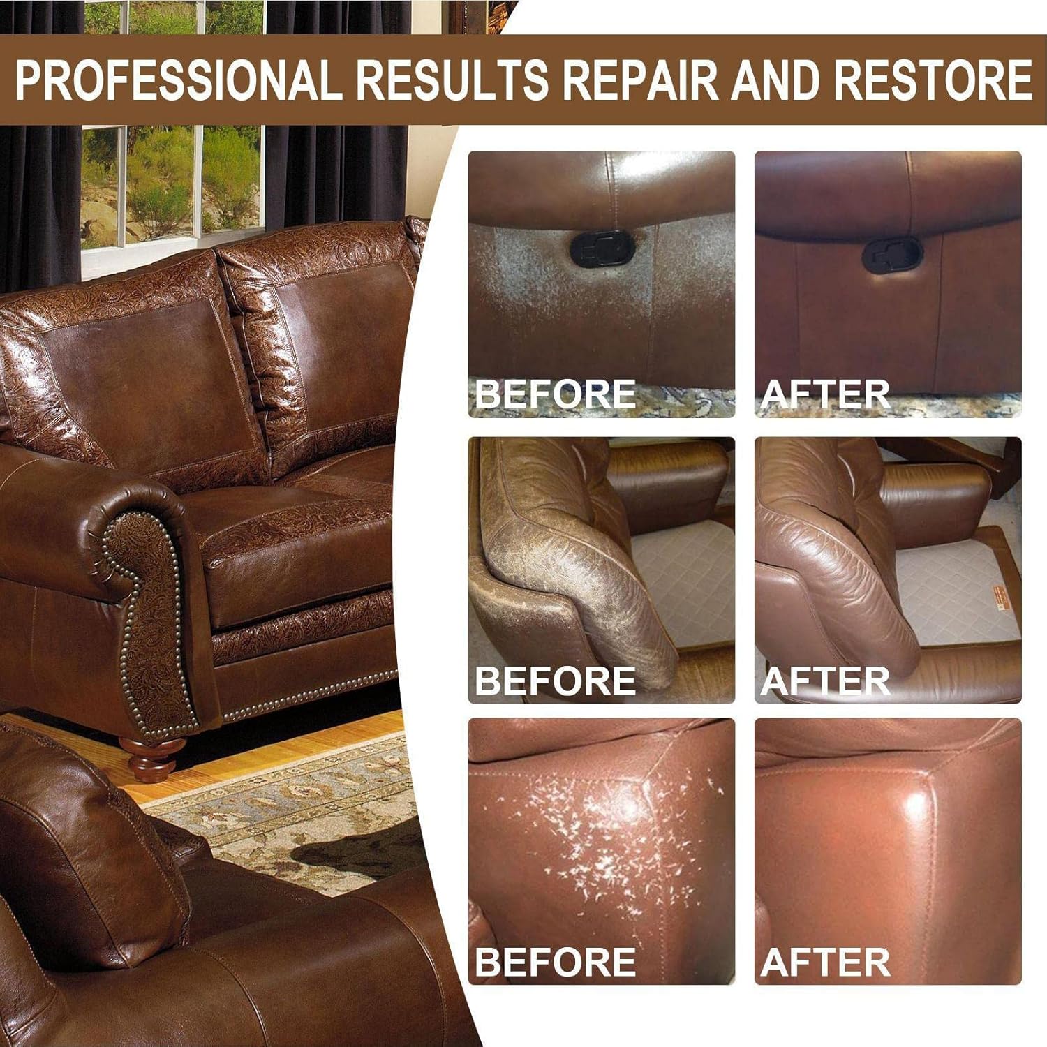 Advanced Leather Repair Gel with Multiple Colors, Shiny Finish, No Technique Required