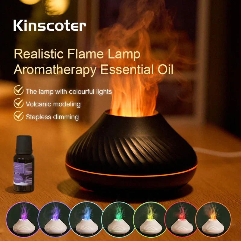 Volcanic Aroma Diffuser With Flame Night Light