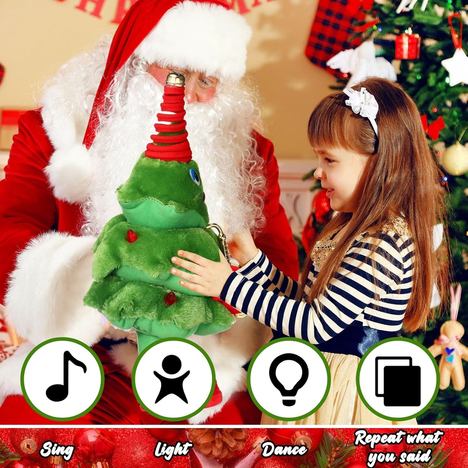 Animated Christmas Songster with Singing & Dancing Christmas Tree and Cute Saxophone Design, Safe for Ages 3+