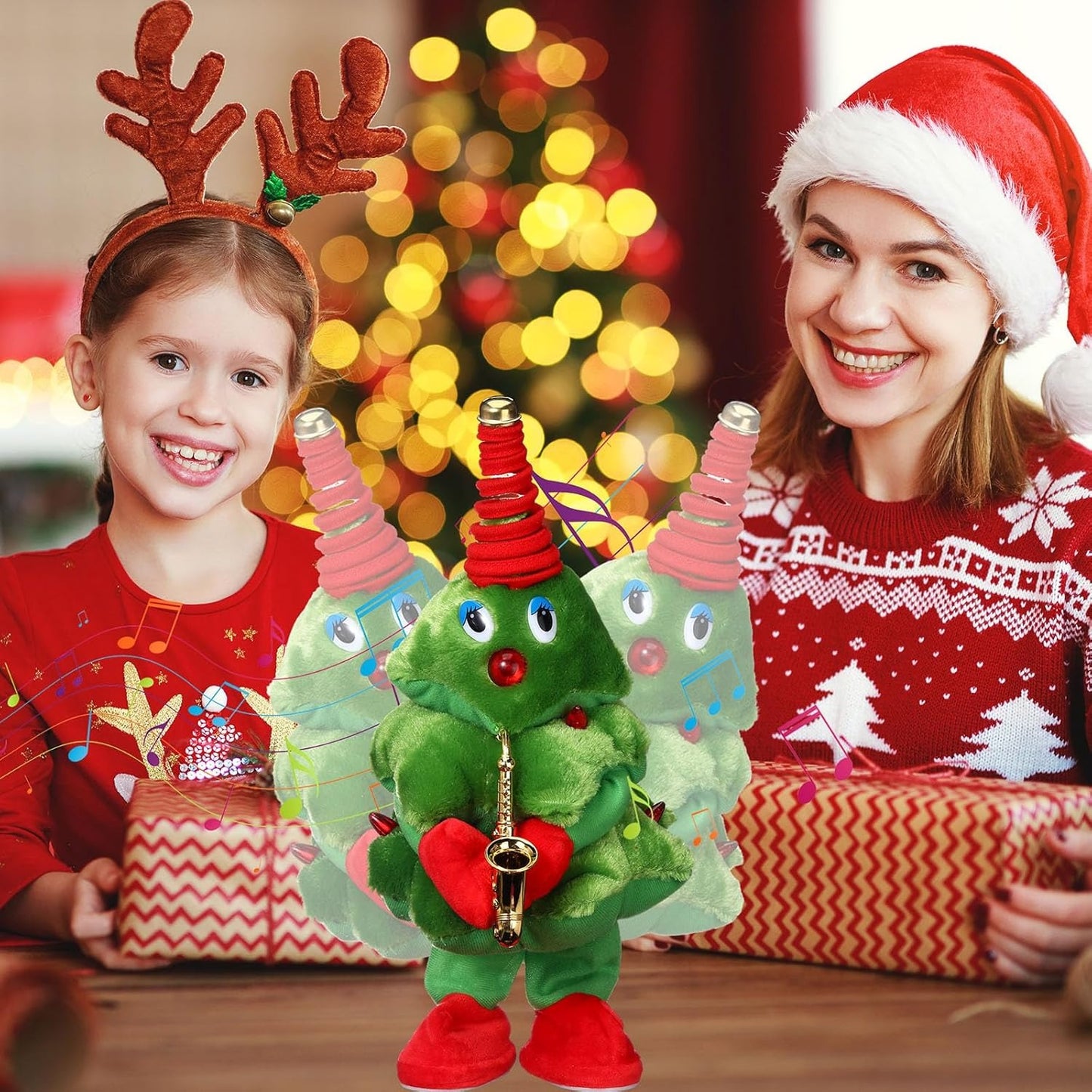 Animated Christmas Songster with Singing & Dancing Christmas Tree and Cute Saxophone Design, Safe for Ages 3+