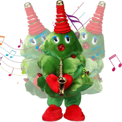 Animated Christmas Songster with Singing & Dancing Christmas Tree and Cute Saxophone Design, Safe for Ages 3+
