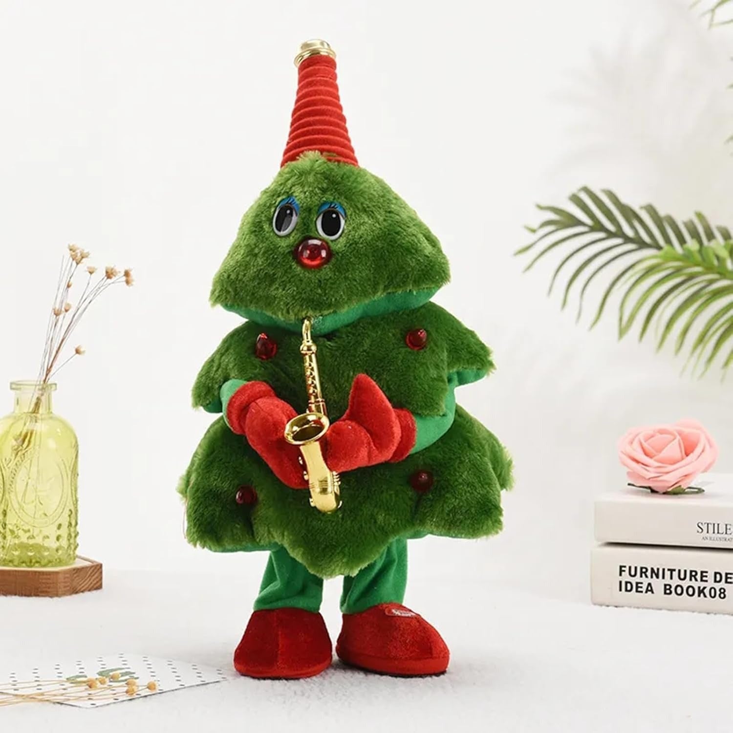 Animated Christmas Songster with Singing & Dancing Christmas Tree and Cute Saxophone Design, Safe for Ages 3+