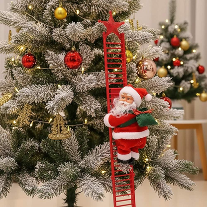 Animated Climbing Santa Christmas Decoration with LED Lights – Unique Christmas Tree Ornament