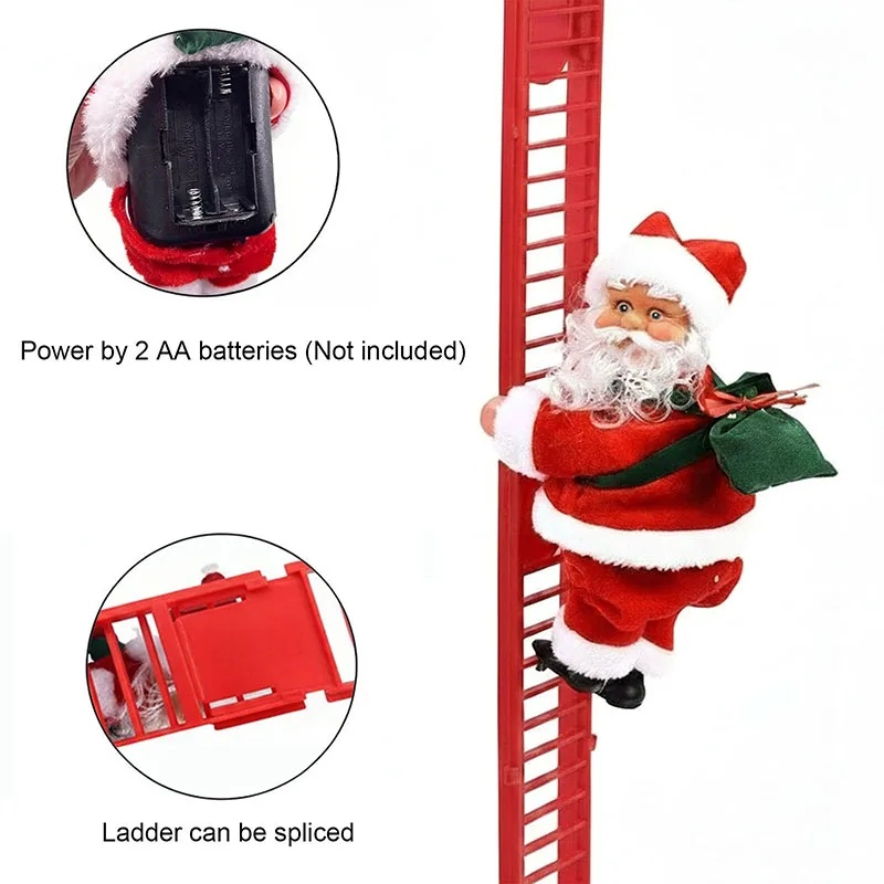 Animated Climbing Santa Christmas Decoration with LED Lights – Unique Christmas Tree Ornament