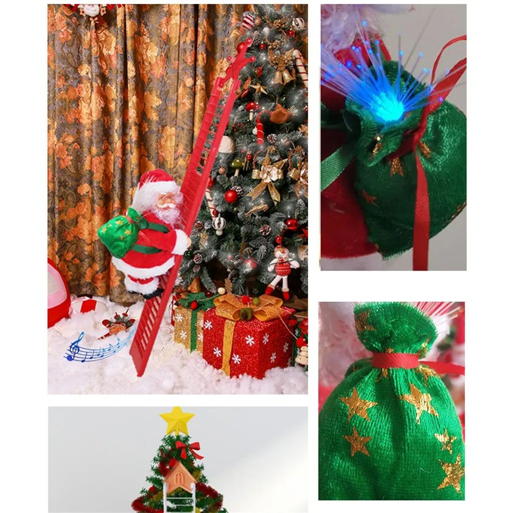 Animated Climbing Santa Christmas Decoration with LED Lights – Unique Christmas Tree Ornament
