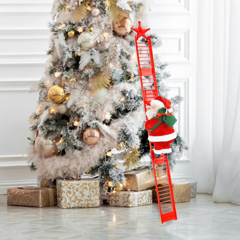 Animated Climbing Santa Christmas Decoration with LED Lights – Unique Christmas Tree Ornament