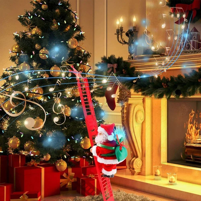 Animated Climbing Santa Christmas Decoration with LED Lights – Unique Christmas Tree Ornament