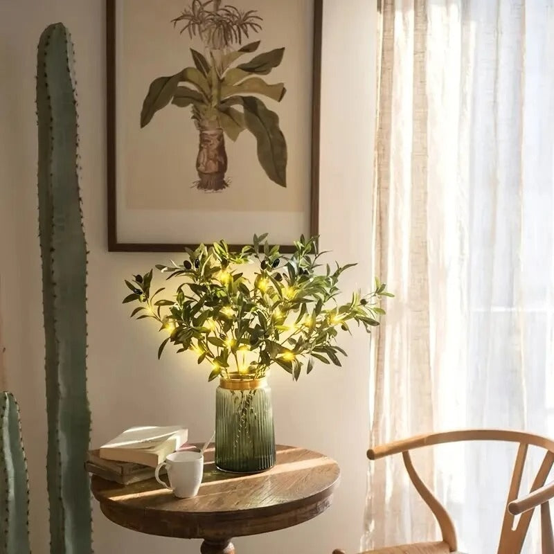 Artificial Olive Branch LED Light Faux Plant