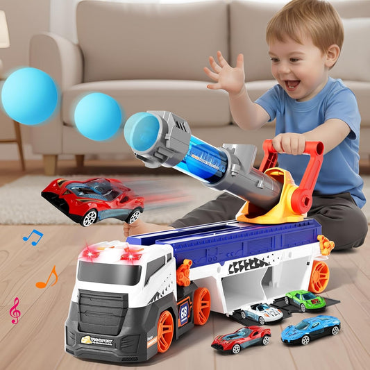 Auto Launcher Toy Truck – Push & Launch Vehicle Playset, Lights & Sounds, ABC & 123 Learning, Safe for Kids 2+
