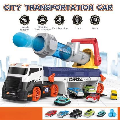 Auto Launcher Toy Truck – Push & Launch Vehicle Playset, Lights & Sounds, ABC & 123 Learning, Safe for Kids 2+