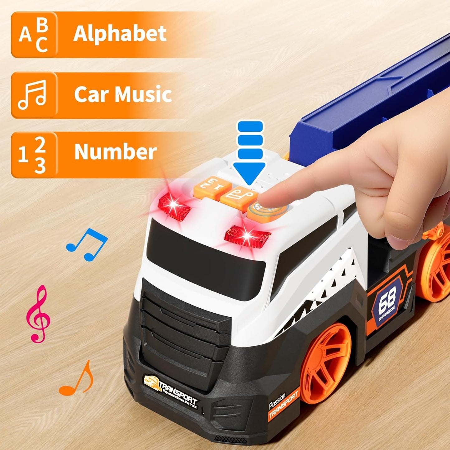 Auto Launcher Toy Truck – Push & Launch Vehicle Playset, Lights & Sounds, ABC & 123 Learning, Safe for Kids 2+