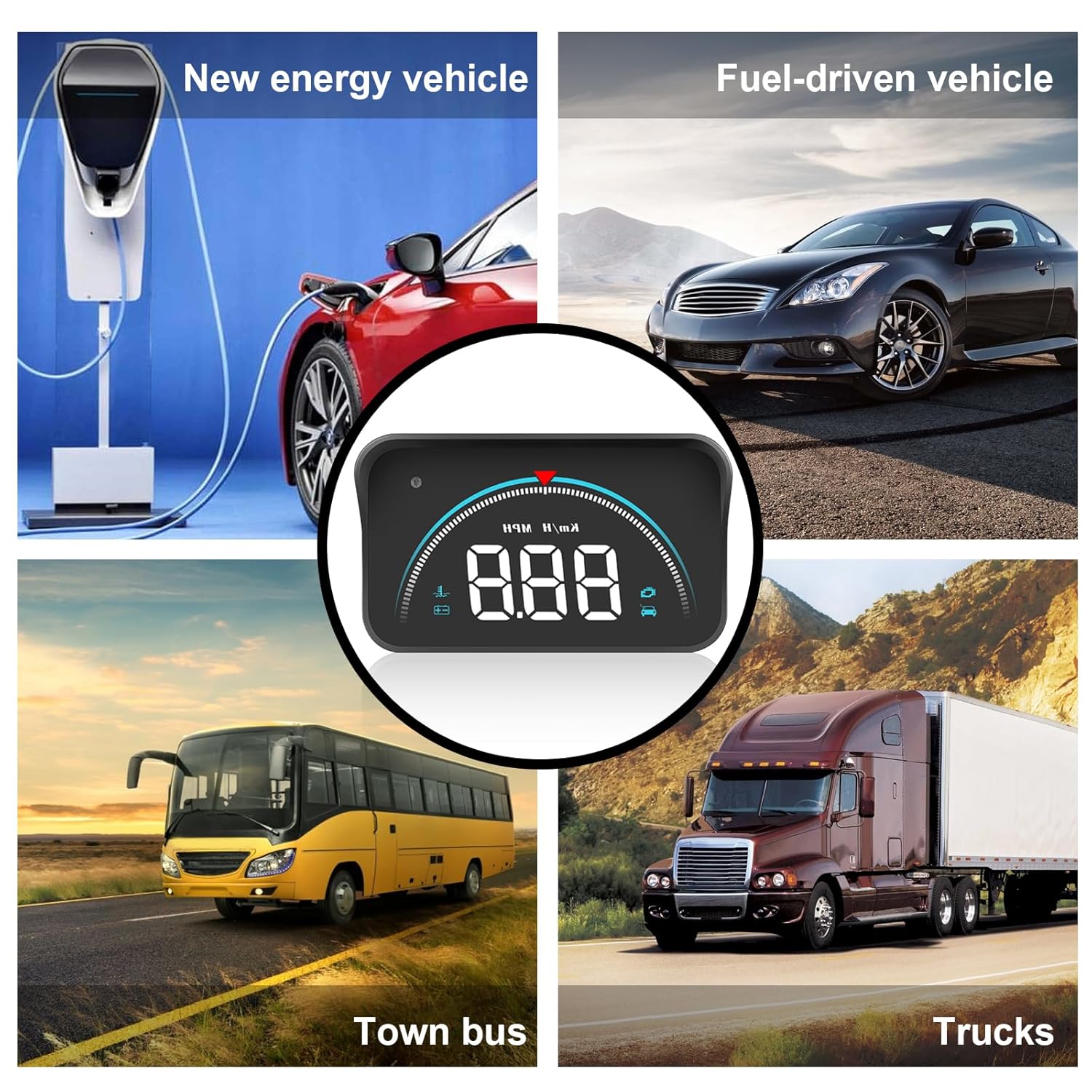 Auto Speed Display Projector with 16 Available Display Modes, Alarm Functions, and a Colorful HD LED Screen
