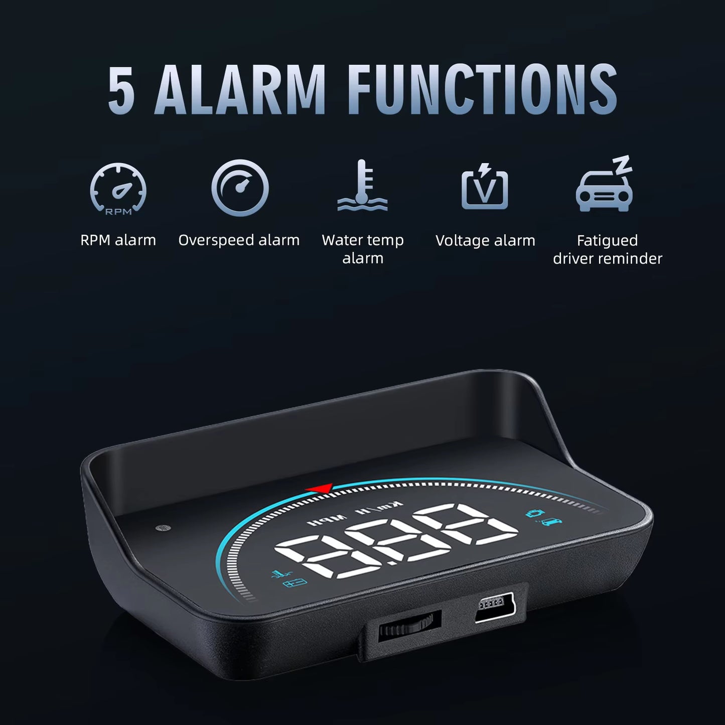 Auto Speed Display Projector with 16 Available Display Modes, Alarm Functions, and a Colorful HD LED Screen