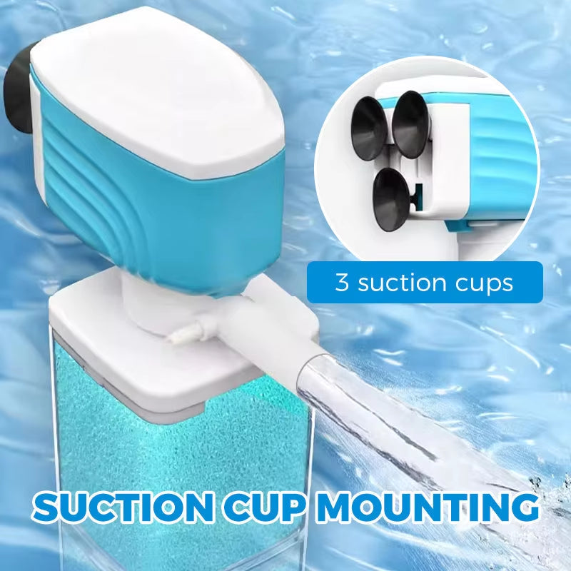 Automatic Aquarium Filter System with 360° Adjustable Bubbles, Flow Control, Waste Suction.