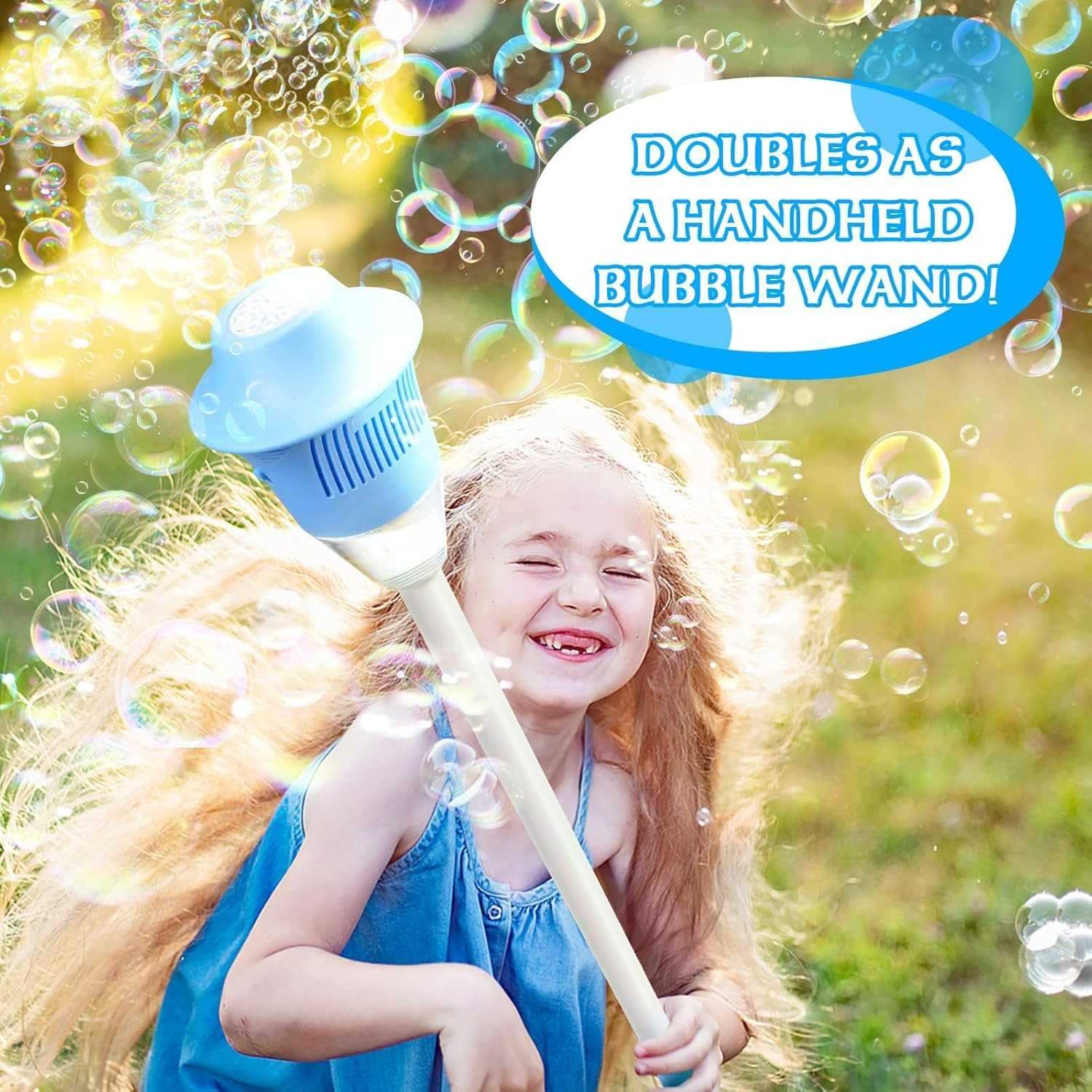 Automatic Outdoor Bubble Maker with LED Lights, Built-in Rechargeable Battery, Safe for Ages 3+