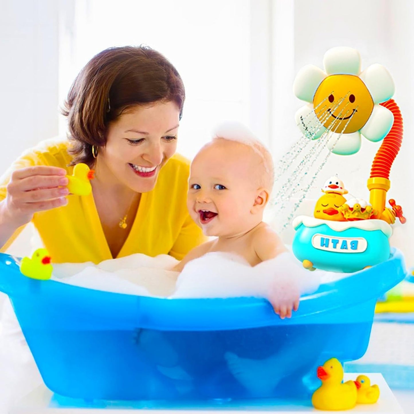 Baby Bath Toy - Cute Duck-Shaped with Flower Shower, Non-Toxic ABS Material, Water-Comfort Training, Safe for Ages 3+