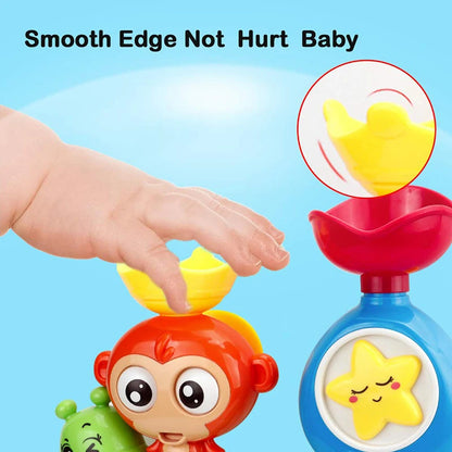 Baby Bath Toy Monkey & Caterpillar with Suction Cups, Safe for Ages 1+