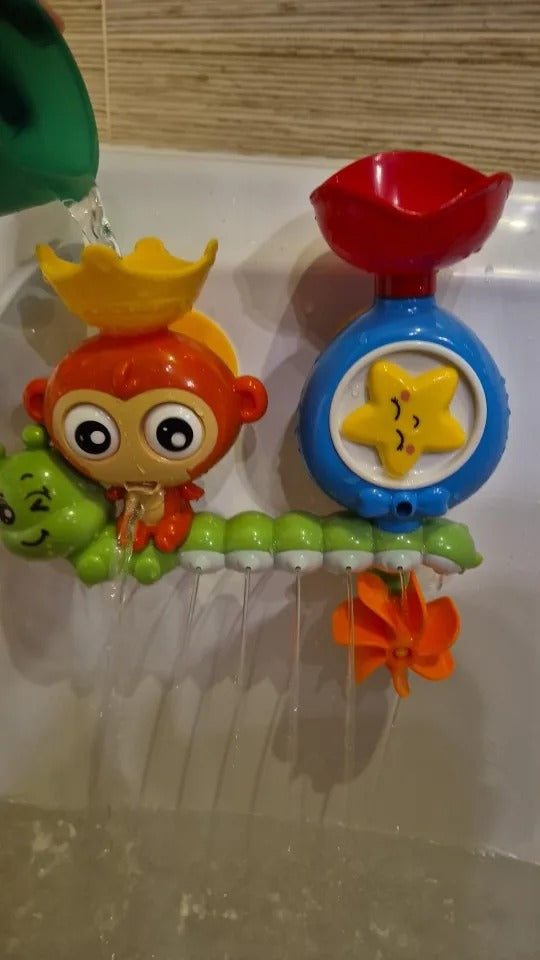 Baby Bath Toy Monkey & Caterpillar with Suction Cups, Safe for Ages 1+