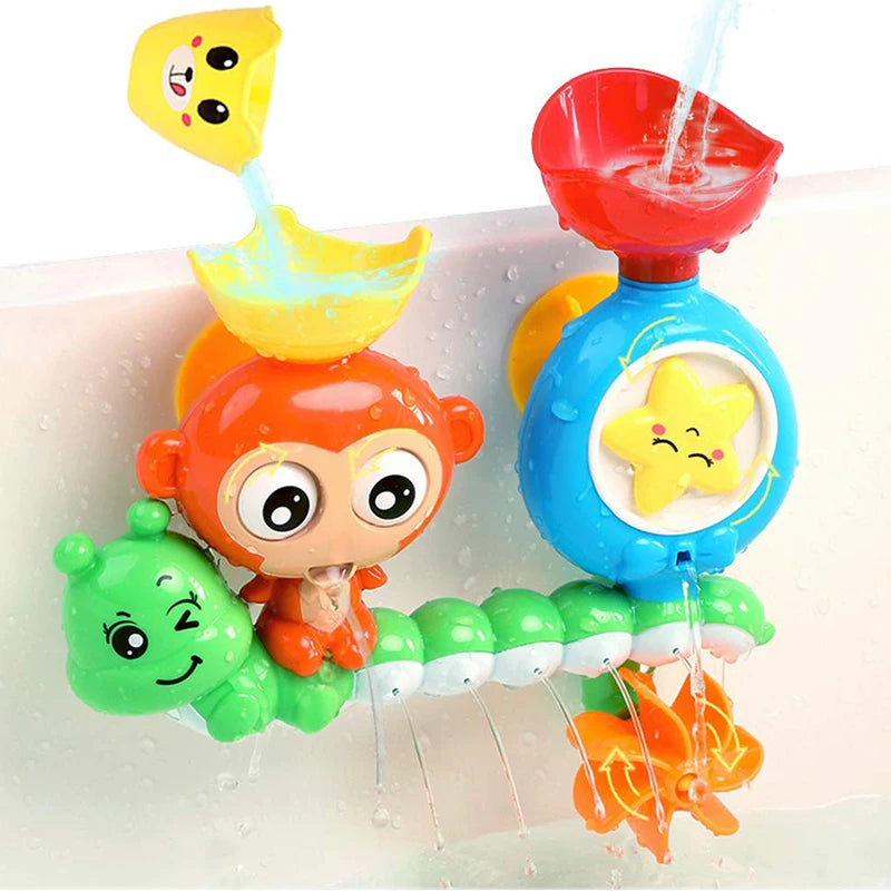 Baby Bath Toy Monkey & Caterpillar with Suction Cups, Safe for Ages 1+