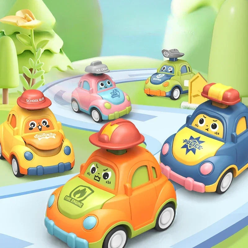 Baby Cartoon Inertia Car Toy with Pull Back Cars, Montessori Early Education, Sensory development, Safe for Ages 1+