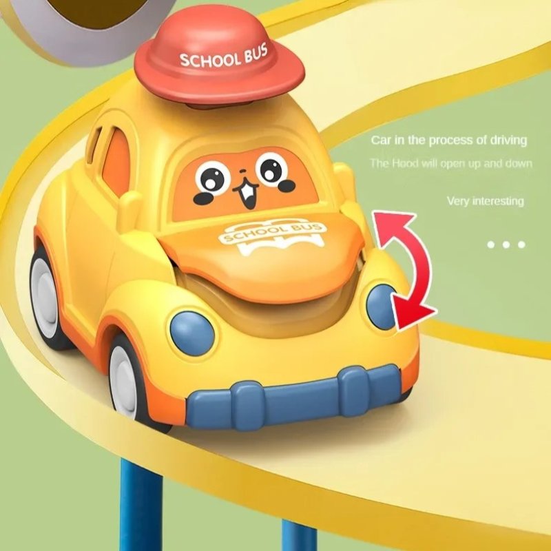 Baby Cartoon Inertia Car Toy with Pull Back Cars, Montessori Early Education, Sensory development, Safe for Ages 1+