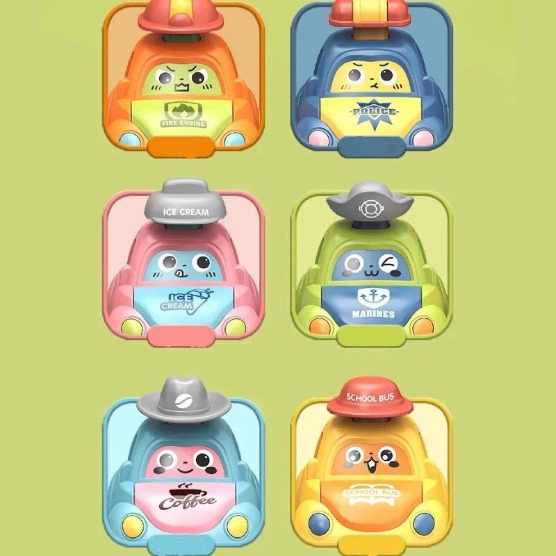 Baby Cartoon Inertia Car Toy with Pull Back Cars, Montessori Early Education, Sensory development, Safe for Ages 1+