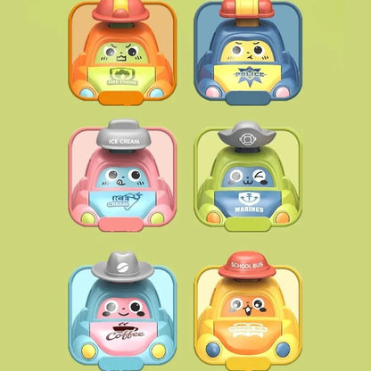 Baby Cartoon Inertia Car Toy with Pull Back Cars, Montessori Early Education, Sensory development, Safe for Ages 1+
